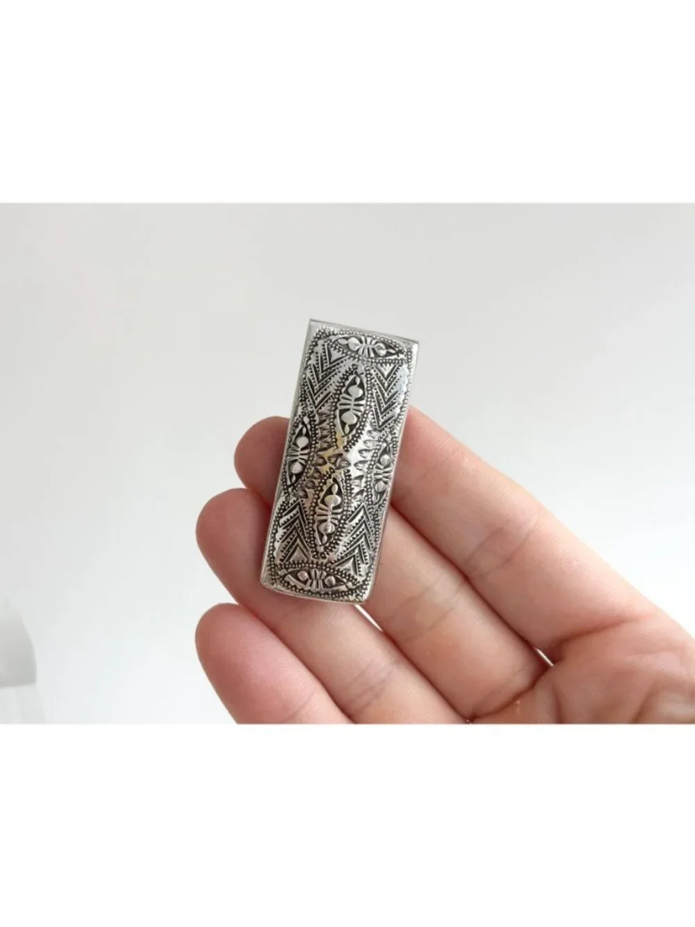 Navajo Inspired Abstract Southwest Made Vintage Stainless Steel Money Clip